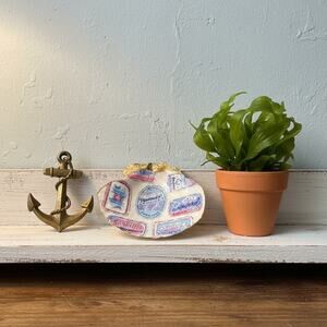 Mediterranean Sardine Tin Seashell Jewelry Trinket Dish